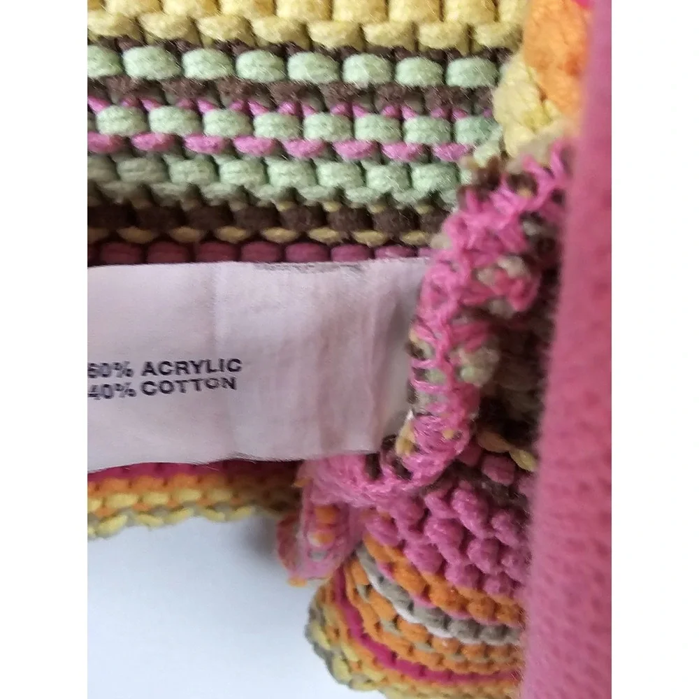 Vintage GAP Kids‎ Crochet Knitted Rainbow Button Up Jacket Hoodie Girls XL 2005